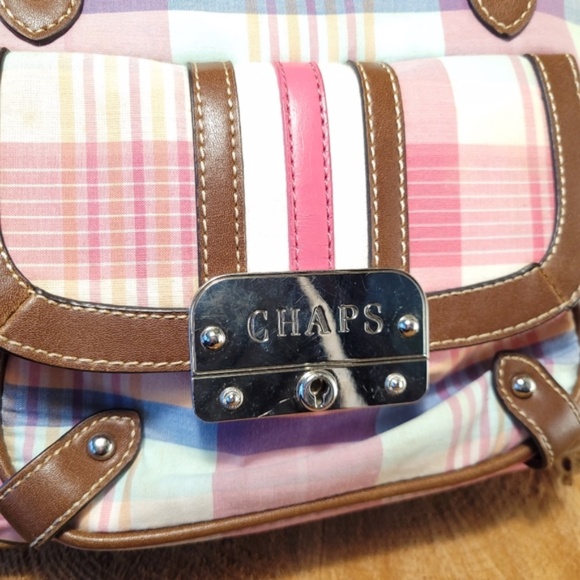 Chaps Bright Bay Pink Plaid Handbag - Picture 2 of 15